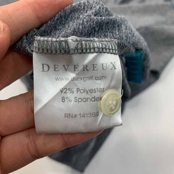 Devereux Polo Shirt Mens XXL 2XL Grey Blue Heathered Striped Performance Golf - Picture 7 of 9